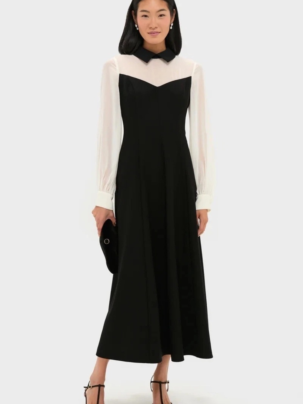 Tuckernuck Riva Black and White Long-Sleeve Maxi Dress size small